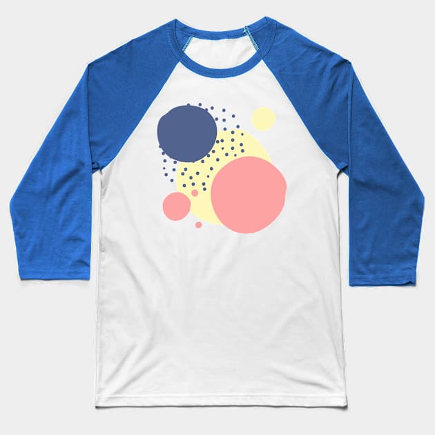 Art circles and dots pattern - yellow, pink and dark blue Baseball T-Shirt by Fireflies